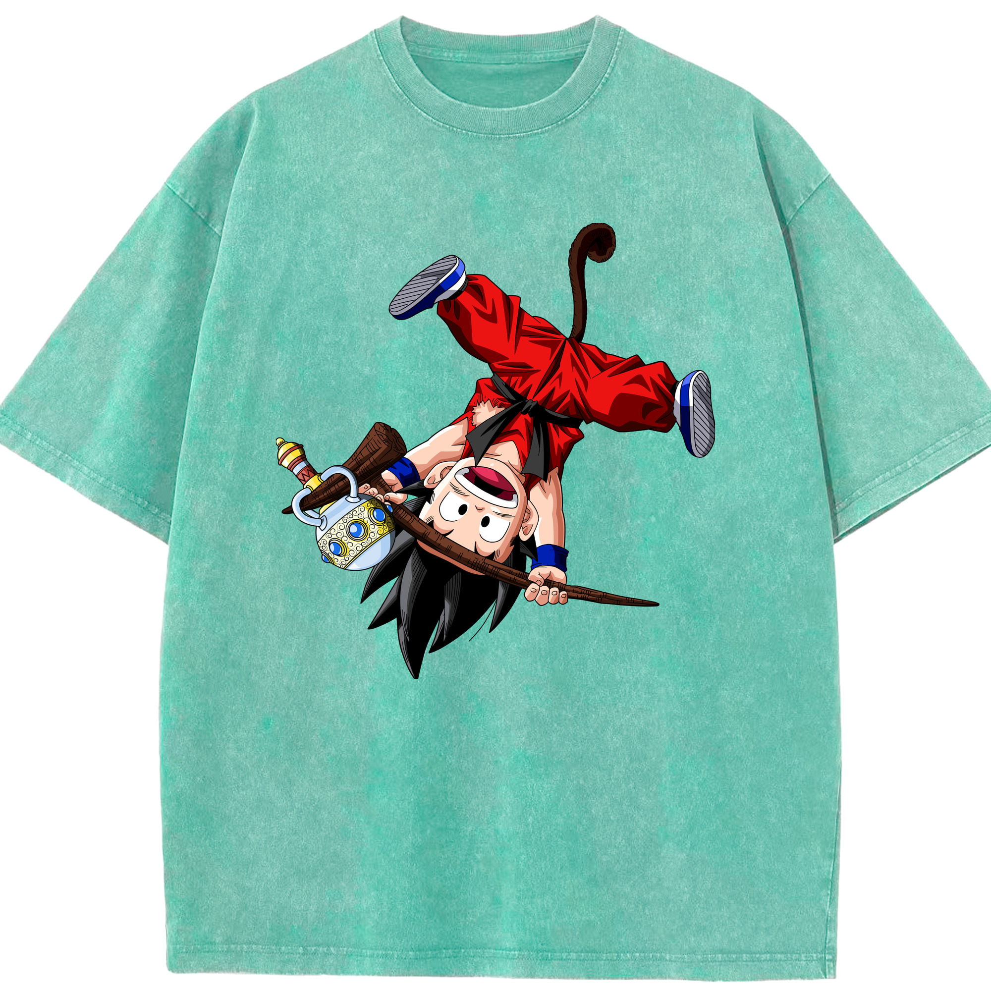 （画像用） ドラゴンボール 孫悟空（そん ごくう）Son Goku カカロット DRAGON BALL Kakarotto 綿100% ヴィンテージ風 半袖Tシャツ（フロントプリント）